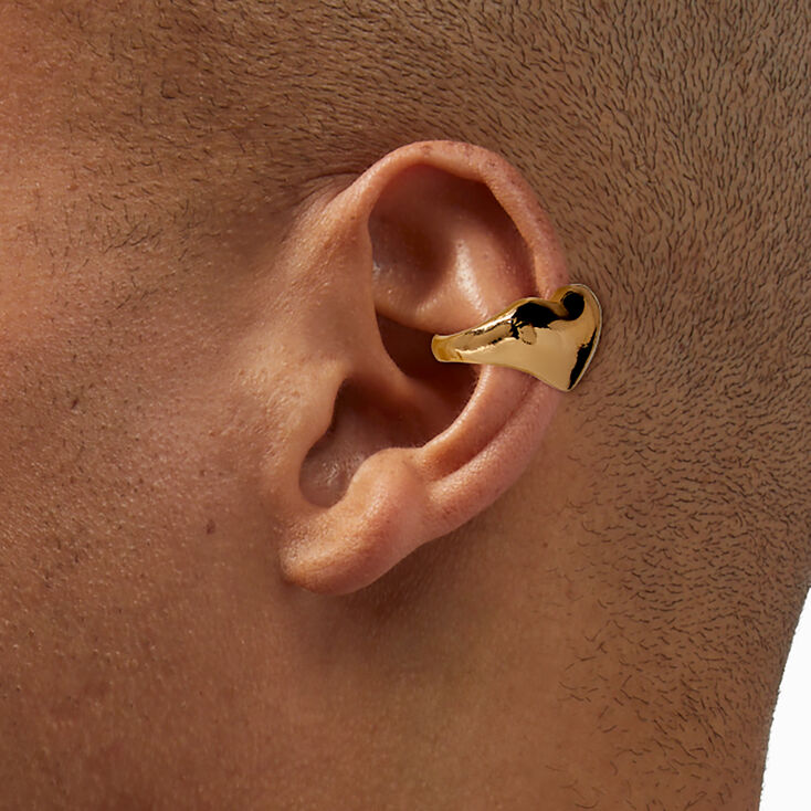Manchette d&#39;oreille c&oelig;ur bomb&eacute; couleur dor&eacute;e,