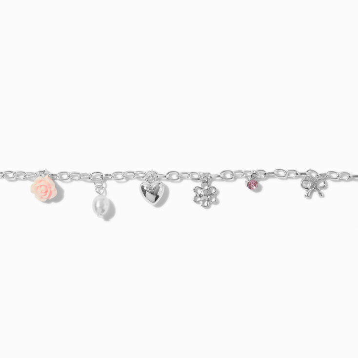 Silver-tone Coquette Charm Bracelet,