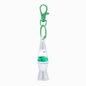 Green Lava Lamp Water-Filled Glitter Keyring,