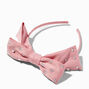 Claire&#39;s Club Pink Double Bow Rhinestone Headband,