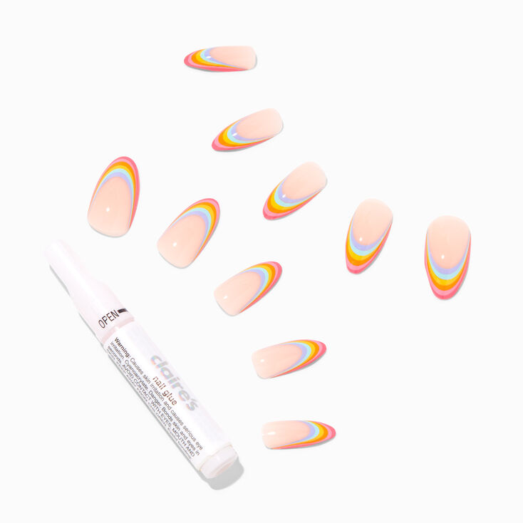 Rainbow Tip Stiletto Vegan Faux Nail Set - 24 Pack,
