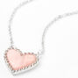Silver Crystal Framed Heart Pendant Necklace - Pink,