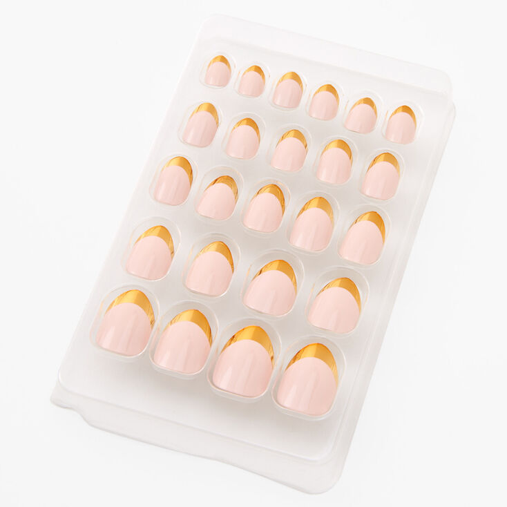 Gold French Stiletto Press On Vegan Faux Nail Set - 24 Pack,