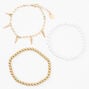 Gold Pearls and Spikes Bracelet Set - 3 Pack,