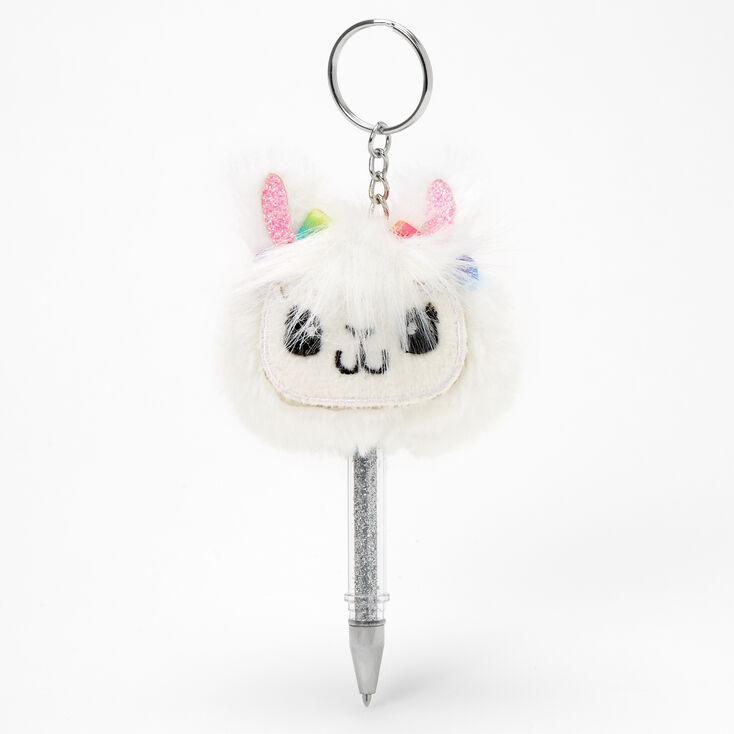 Stylo mini porte-cl&eacute;s lama - Blanc,