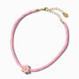 Pink Rope Flower Pendant Necklace,
