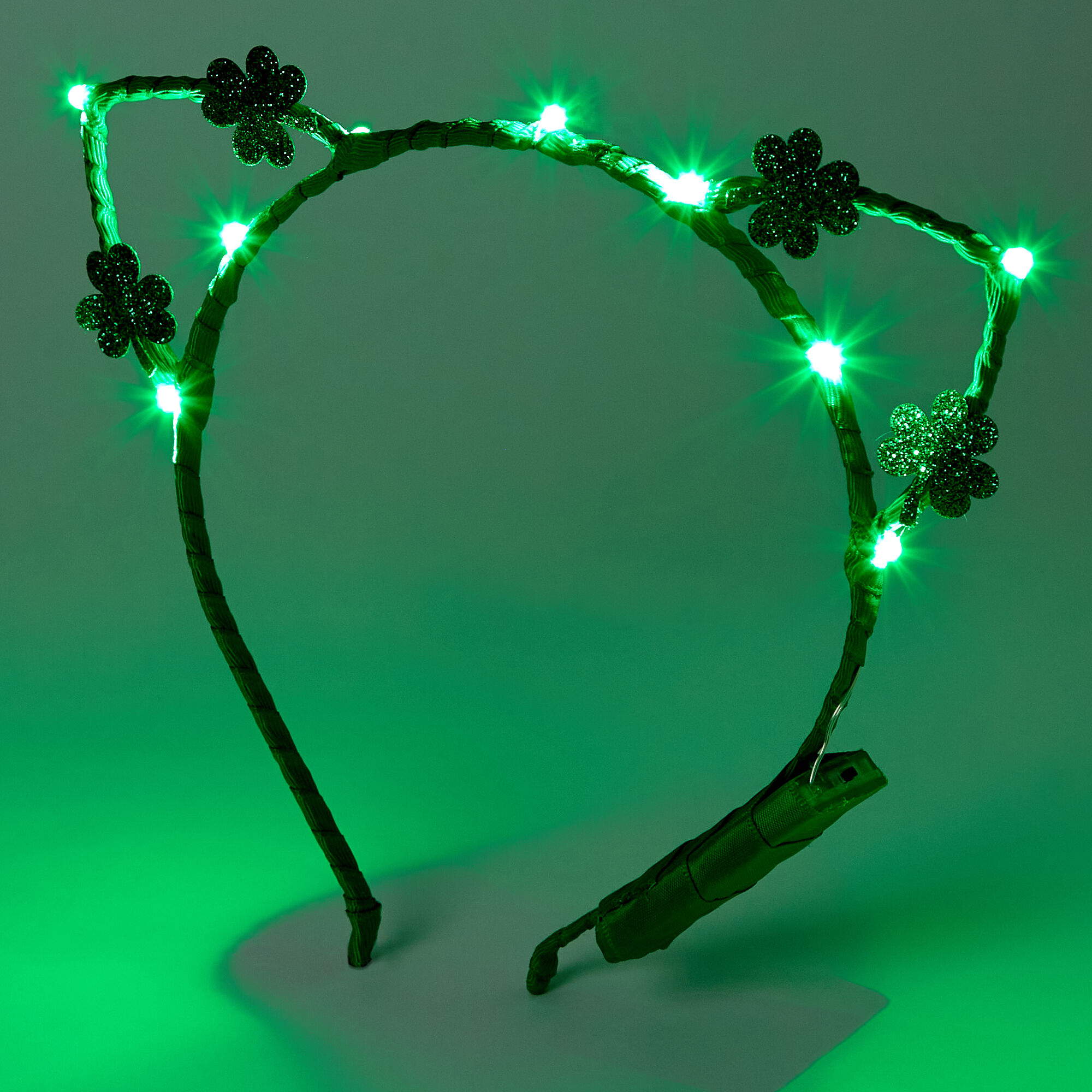 Shamrock Cat Ears Light-Up Headband - Green,