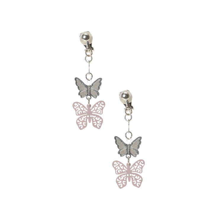 Boucles d&#39;oreilles &agrave; clip avec pendentif papillon,