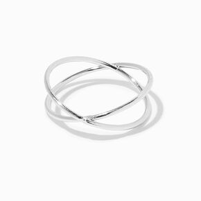 Silver-tone Criss Cross Ring,