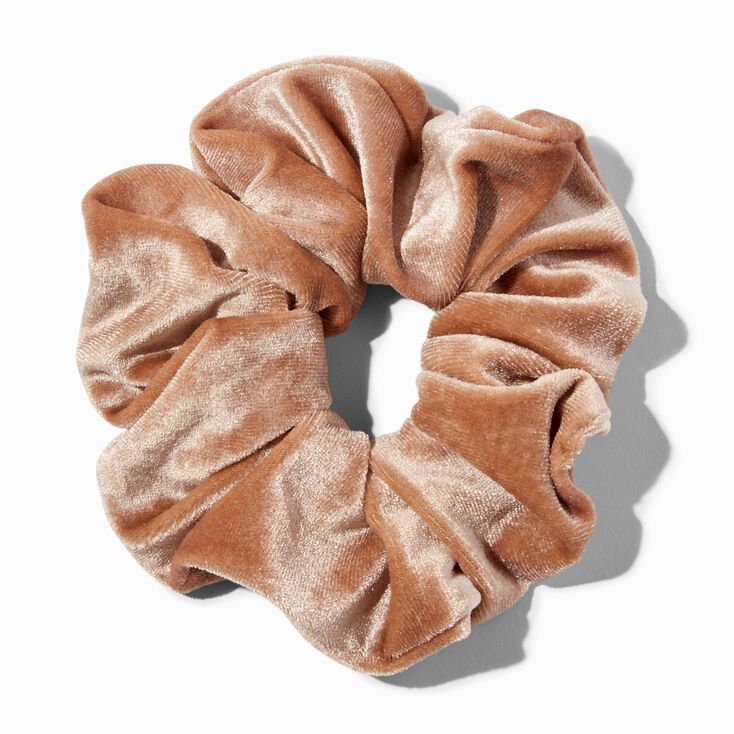 Medium Taupe Velvet Hair Scrunchie,