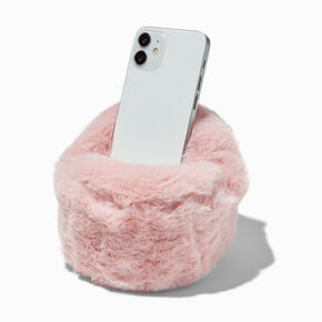 Furry Pink Armchair Phone Holder,