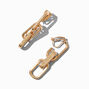 Gold-tone Pop Chain Clip-On Drop Earrings ,