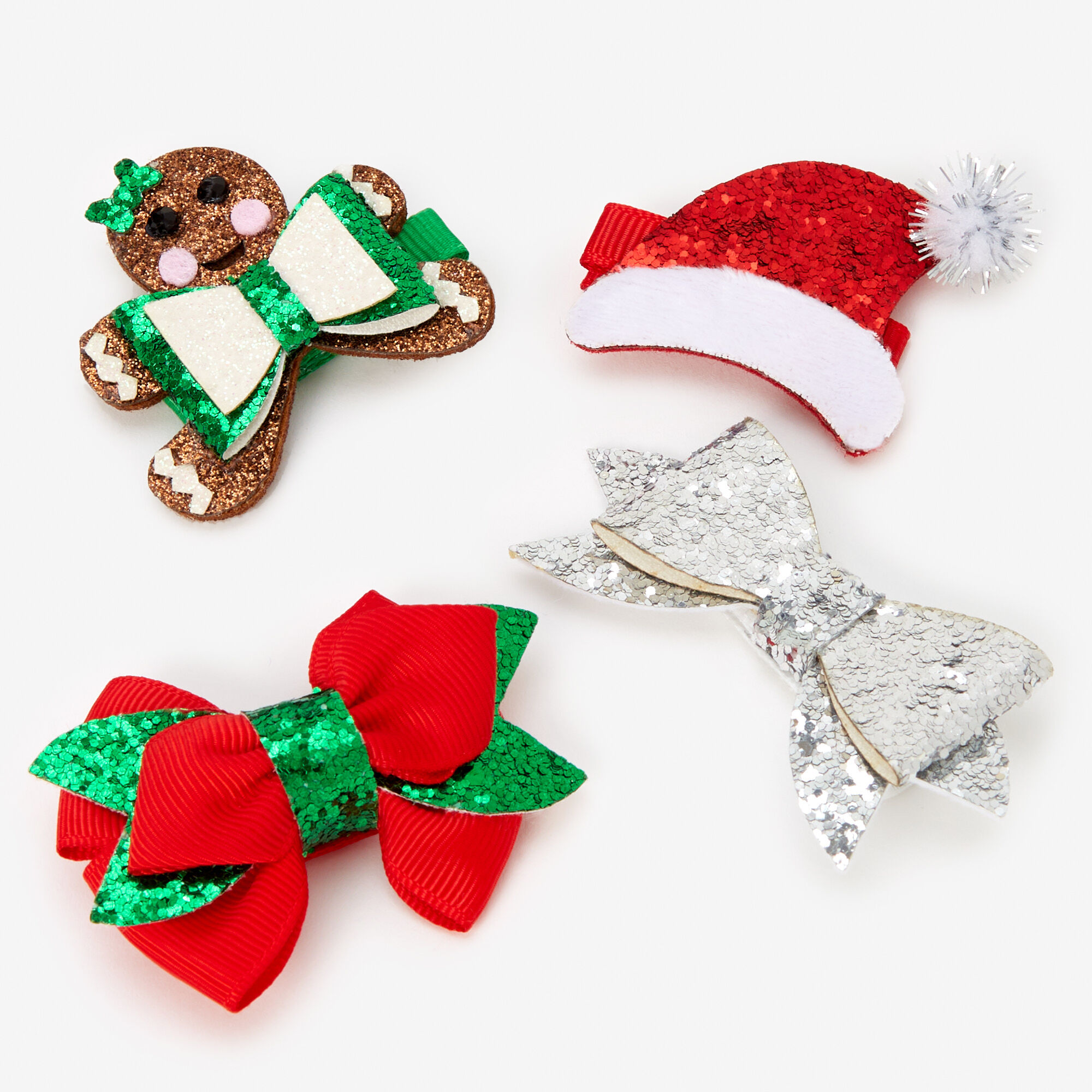 Christmas Glitter Hair Bow Clips - 4 Pack | Claire's