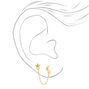 18k Gold Plated Celestial Connector Chain Stud Earrings,