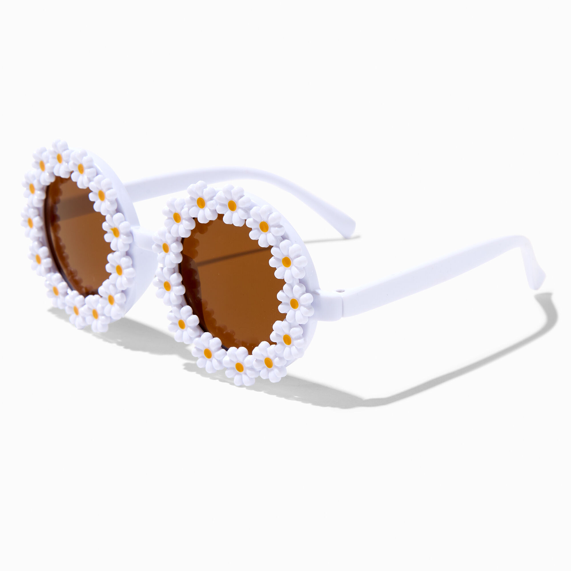 Claire s Club White Daisy Round Sunglasses