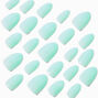 Sage Green Glossy Short Almond Vegan Faux Nail Set - 24 Pack,