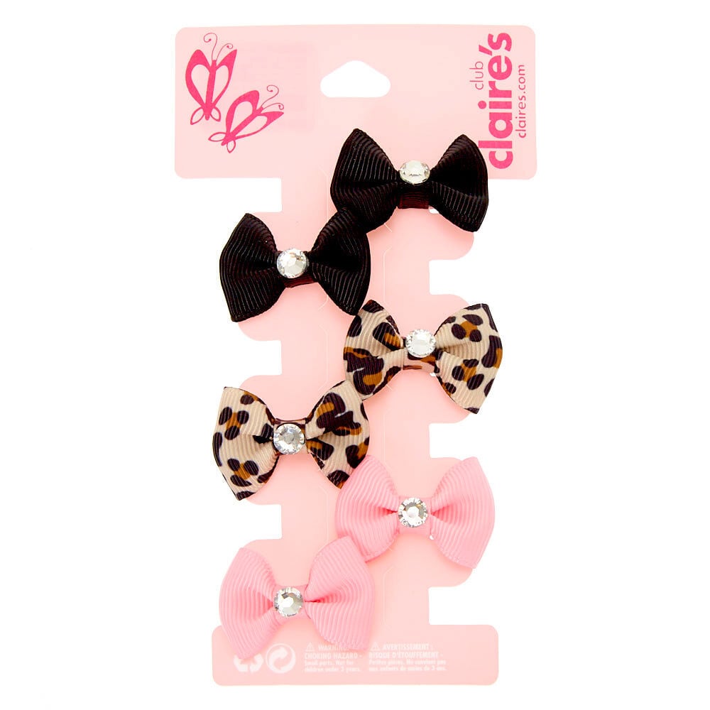 Claire's Club Gem Hair Bow Clips - 6 Pack,