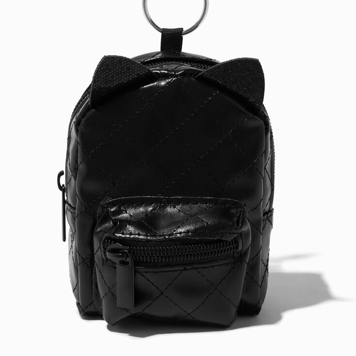 Black Cat Plush Mini Backpack Keyring,