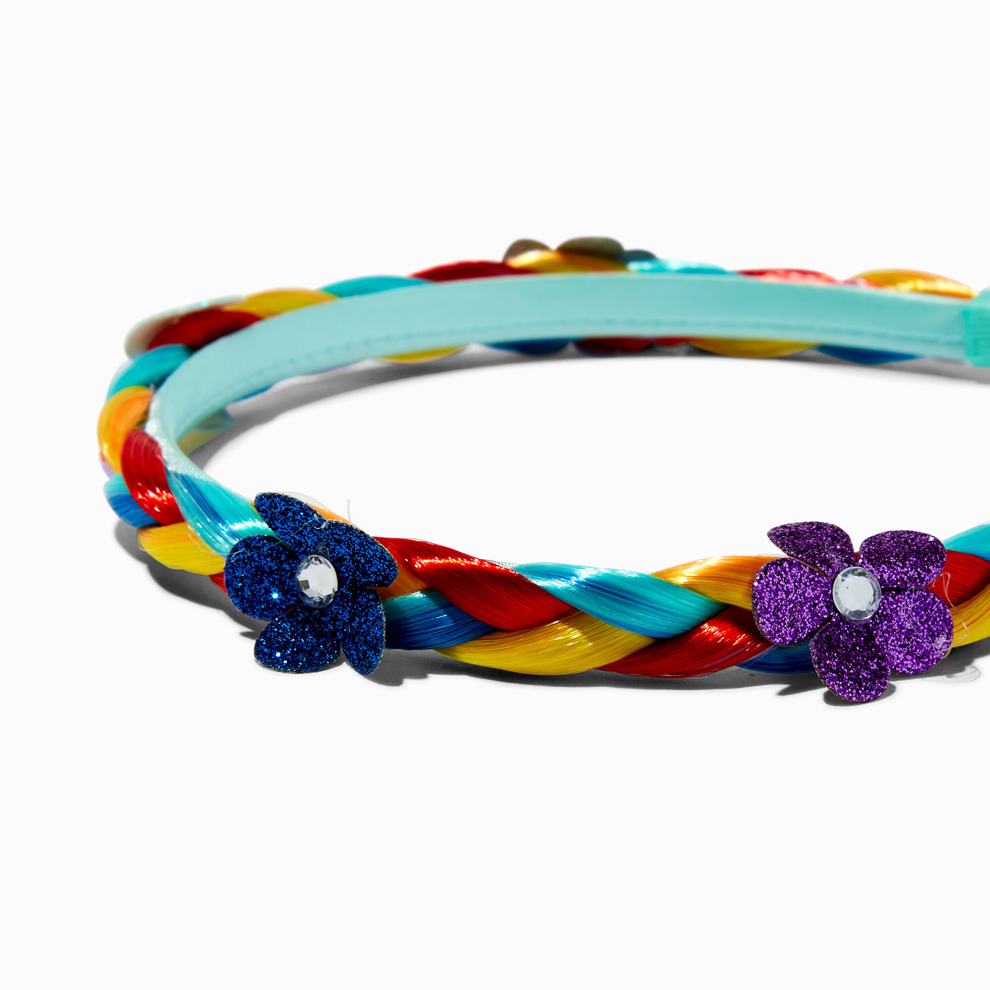 View Claires Club Flower Braided Headband Rainbow information