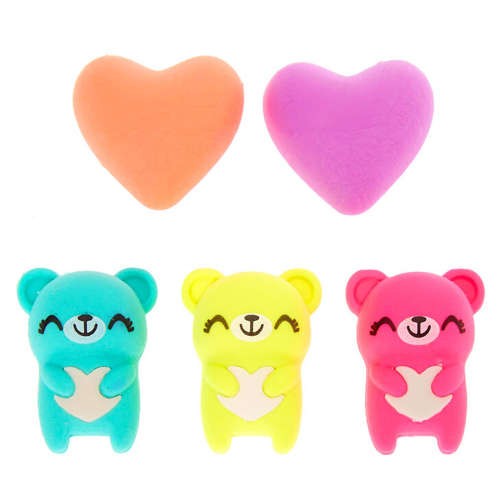 Claire's Gommes cœur arc-en-ciel Sugar l’ours - Lot de 5