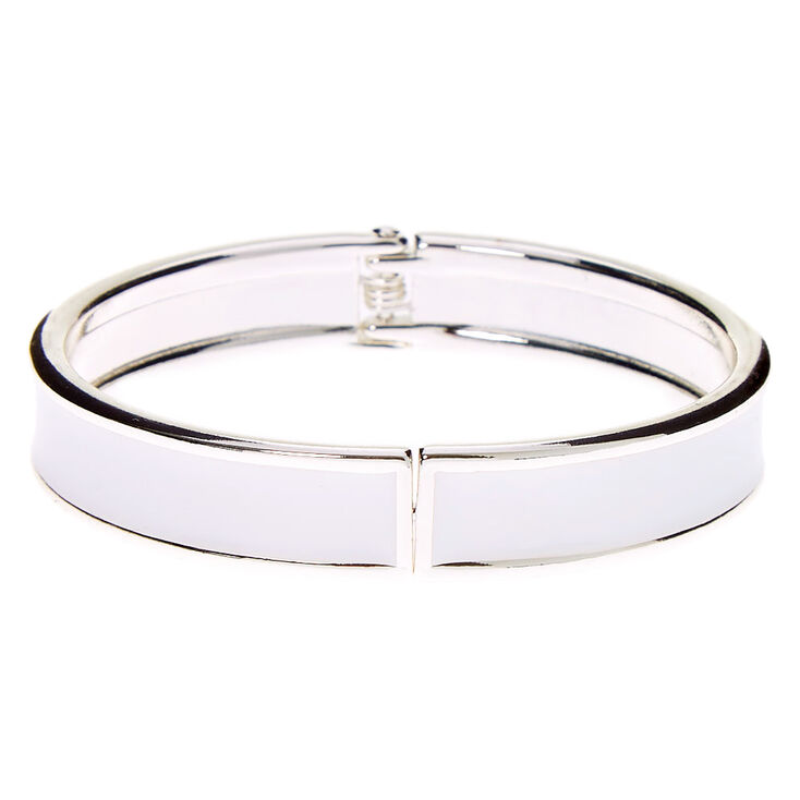 Silver Hinge Cuff Bracelet - White,