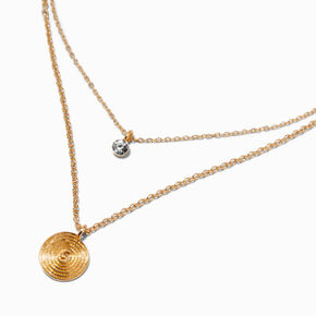 Gold-tone Spiral Pendant Multi-Strand Necklace,