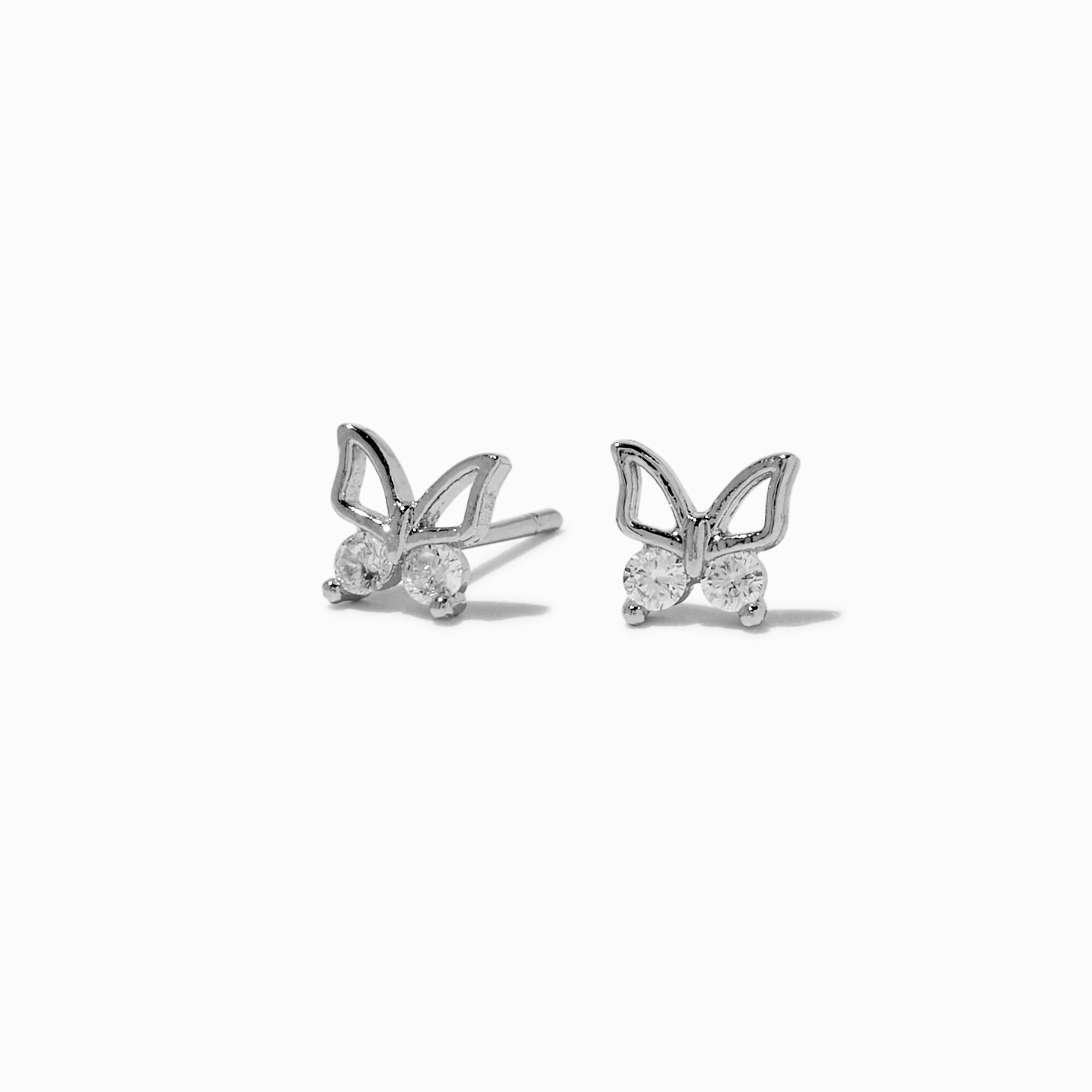 View Claires Cubic Zirconia Butterfly Outline Stud Earrings Silver information