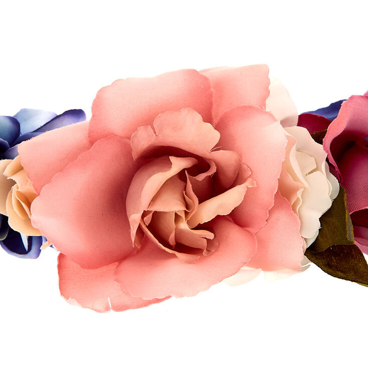 Large Rose Flower Crown Headwrap - Pink,
