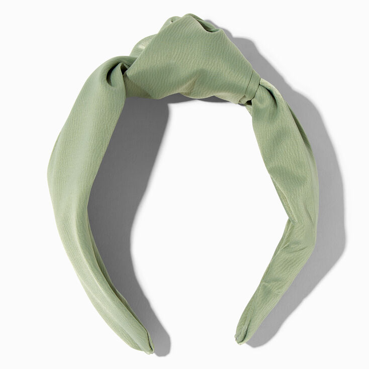 Olive Green Satin Knotted Headband,