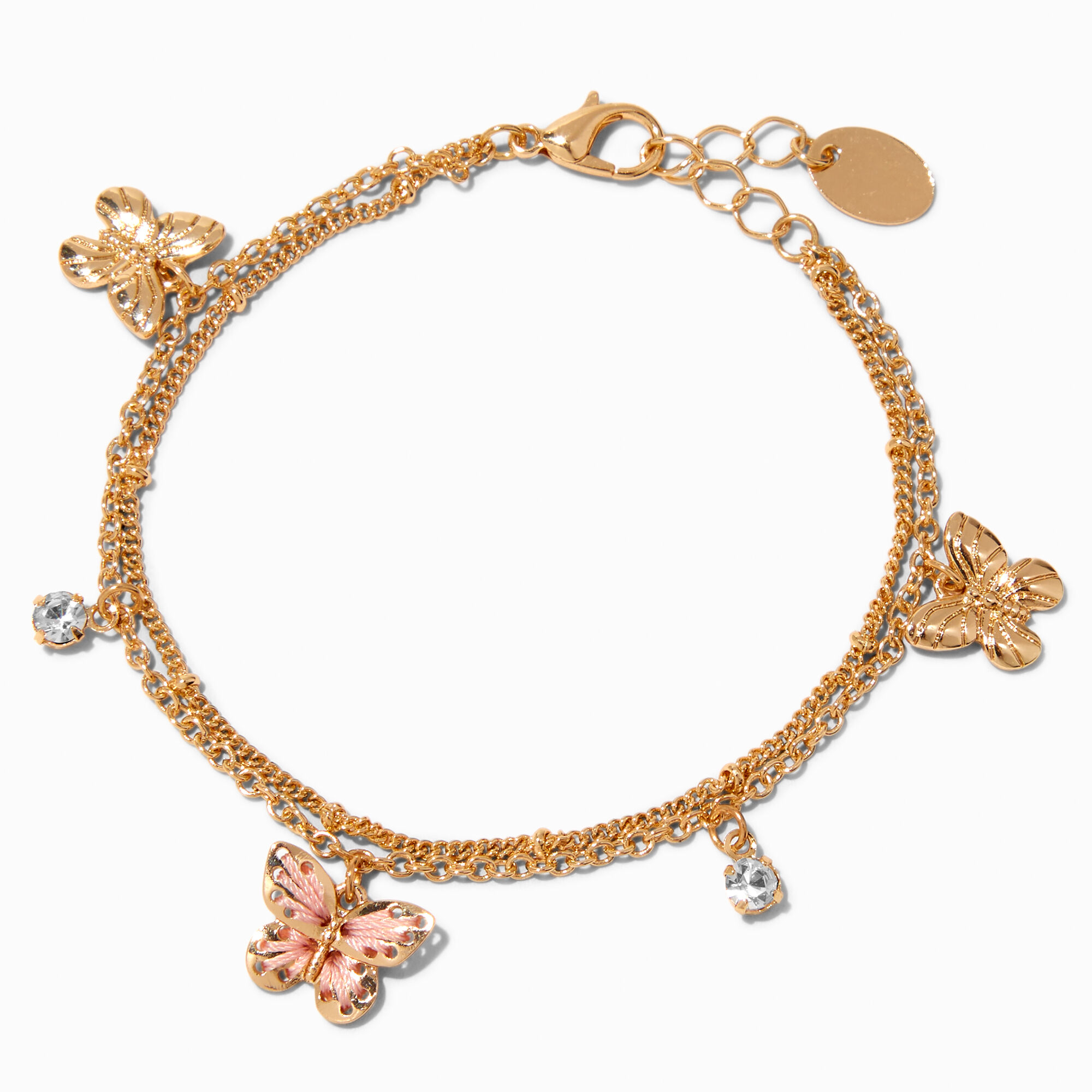 Gold butterfly hotsell charm bracelet