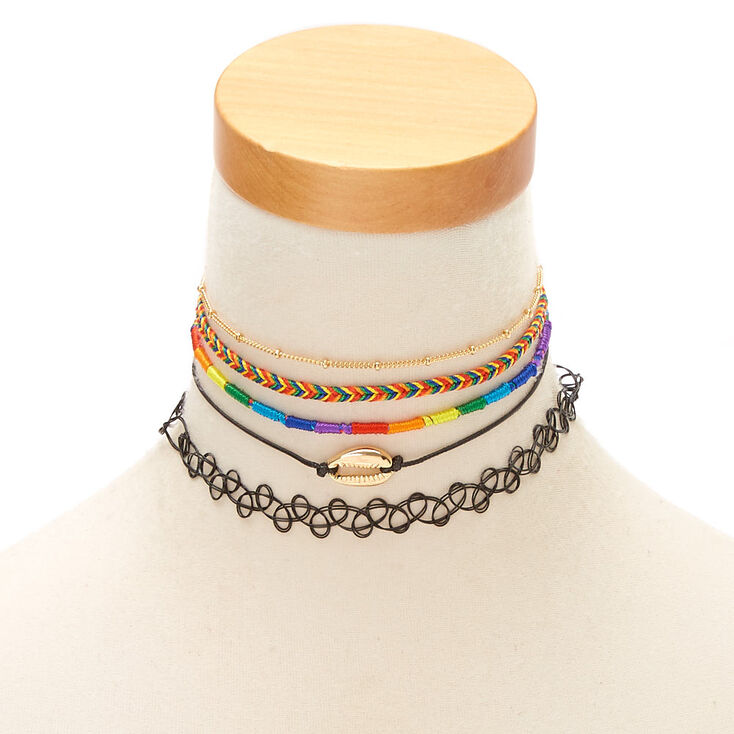 Rainbow Daze Choker Necklaces - 5 Pack,