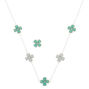 Silver Gem Shamrock Jewelry Set - Green, 2 Pack,