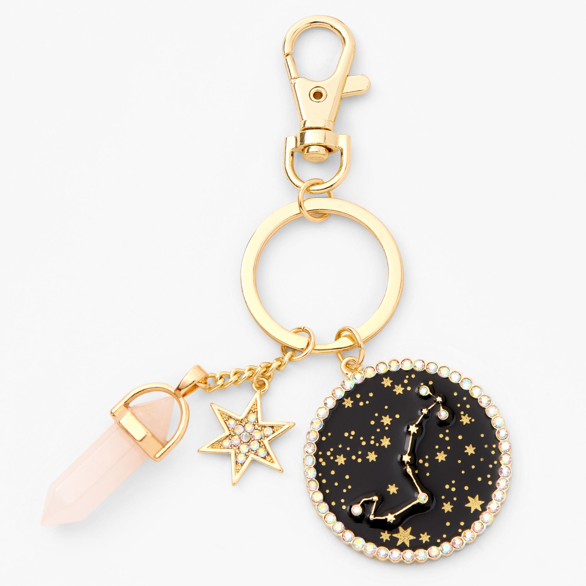 View Claires Mystical Gem Zodiac Keyring Scorpio Gold information