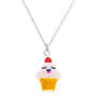Silver Cupcake Pendant Necklace,