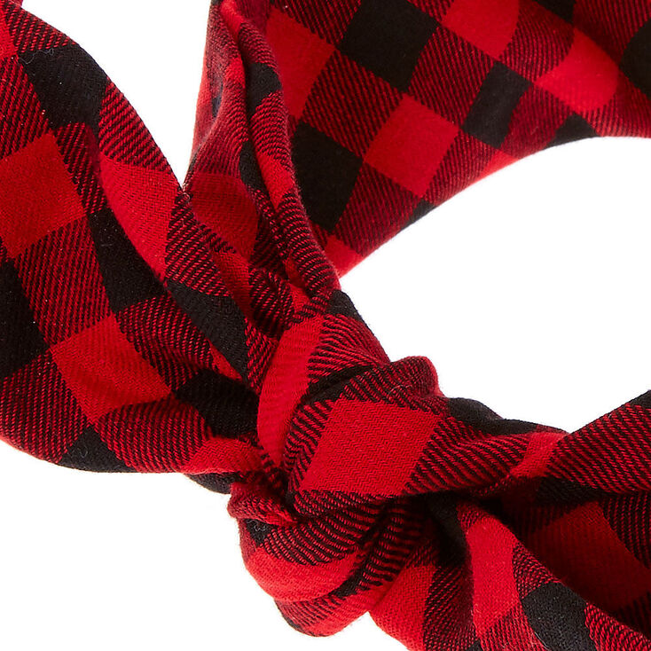 Red &amp; Black Plaid Bandana Headwrap,