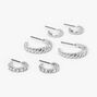 Silver Embellished Hoop Earrings - 3 Pack,