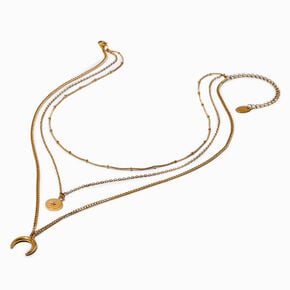 Gold-tone Horn Charm Multi-Strand Necklace,
