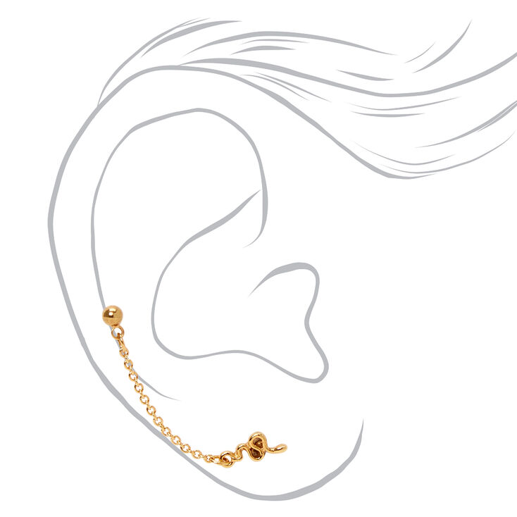 18kt Gold Plated Snake Connector Chain Stud Earrings,