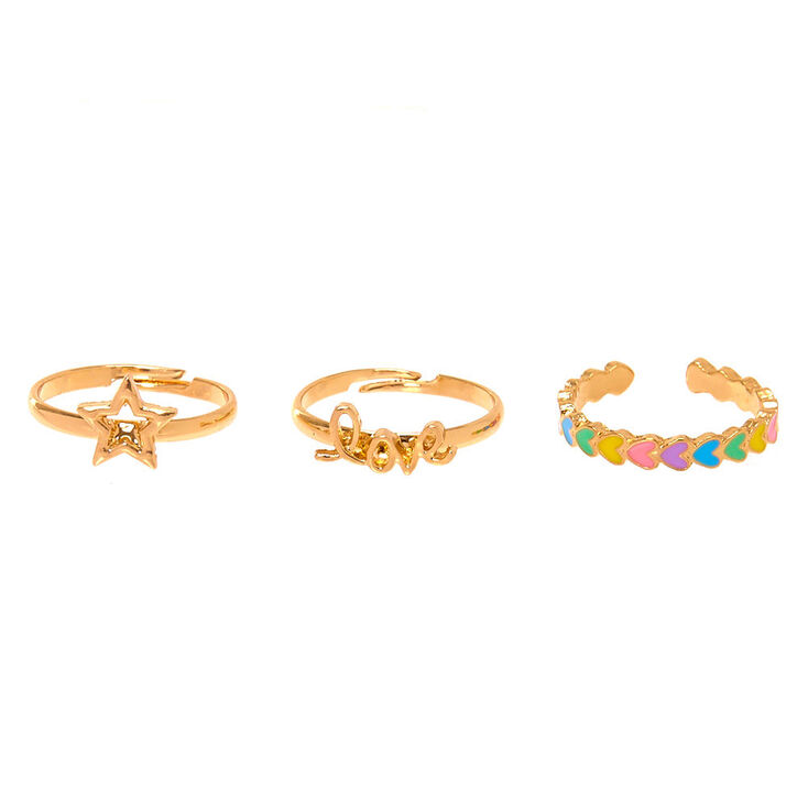 Gold Love Rings - 3 Pack,