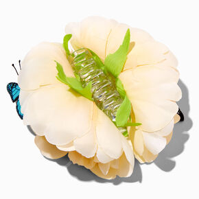 Pince &agrave; cheveux fleur couleur ivoire et papillon,