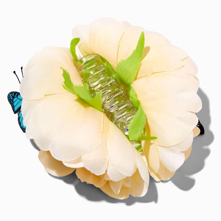 Butterfly &amp; Ivory Flower Hair Claw,