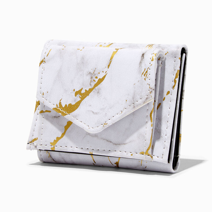 White & Gold Marble Trifold Wallet