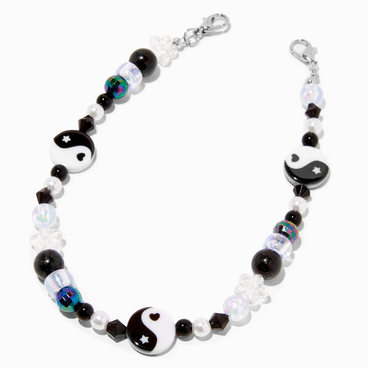 Yin Yang Beaded Silver Shoe Chain,