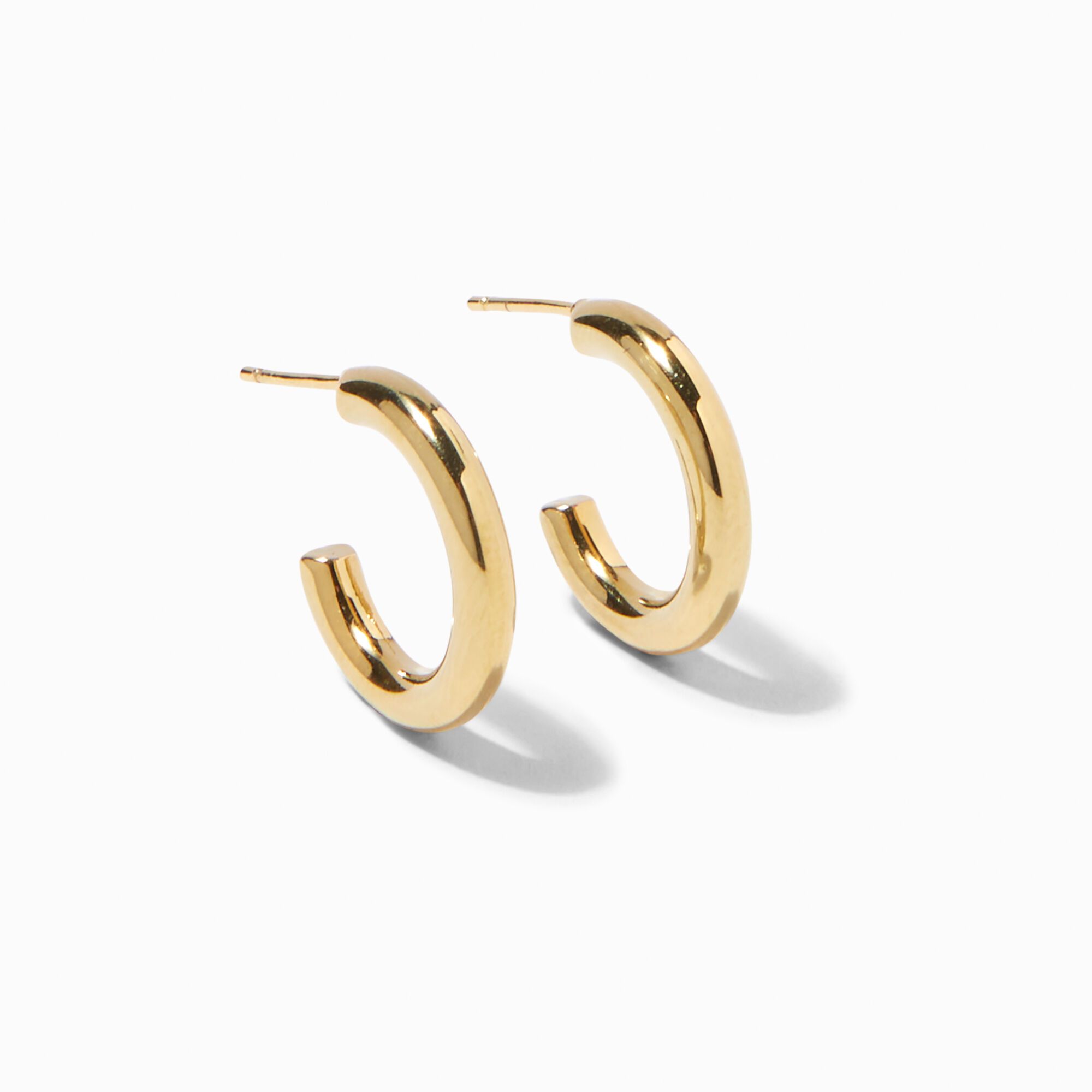 View Claires 18K Plated Thick Hoop Earrings Gold information