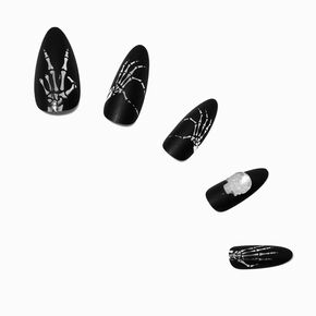 Skeleton Halloween Squareletto Press On Faux Nail Set - 24 Pack,