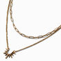 Burnished Gold Paperclip &amp; Starburst Pendant Multi-Strand Necklace,