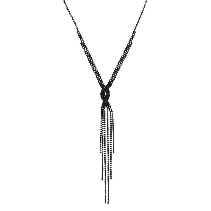 Claire's Collier de caractère tressé avec strass - Noir