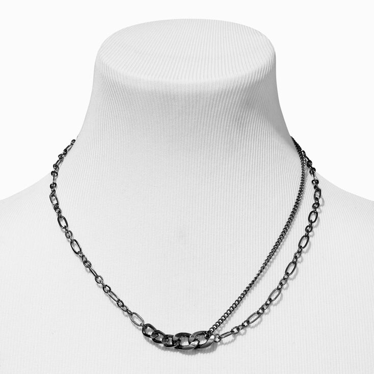 Hematite Graduated Figaro Chainlink Necklace,