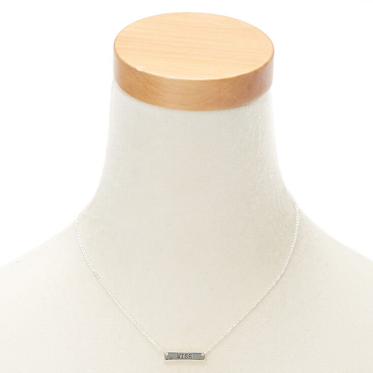 Silver Wish Bar Pendant Necklace,