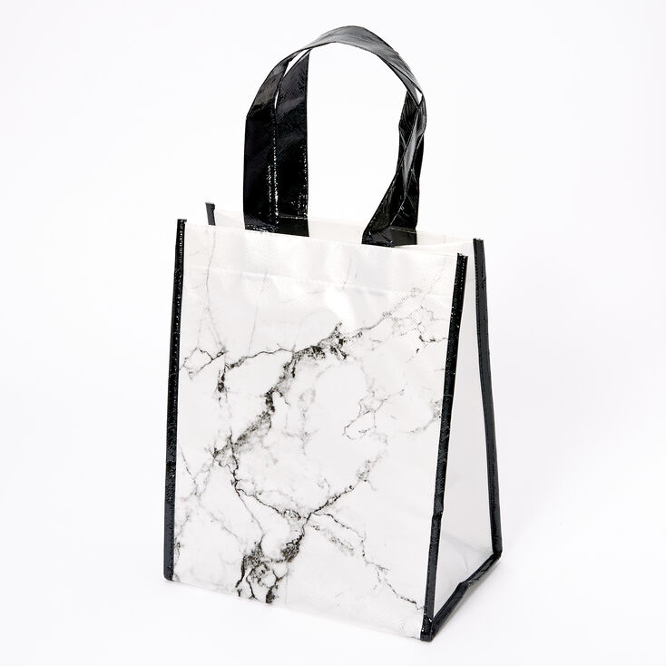 Sac cabas r&eacute;utilisable marbr&eacute; - Blanc,